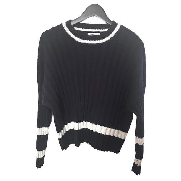 Sincerely Jules Navy/White Ribbed Crewneck Pullover Sweater Set Women's Small - Picture 3 of 9